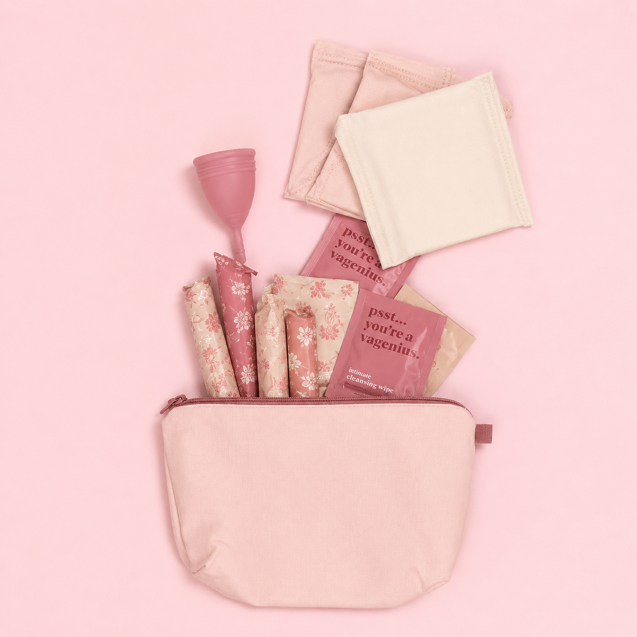 Period products and community members supporting one another